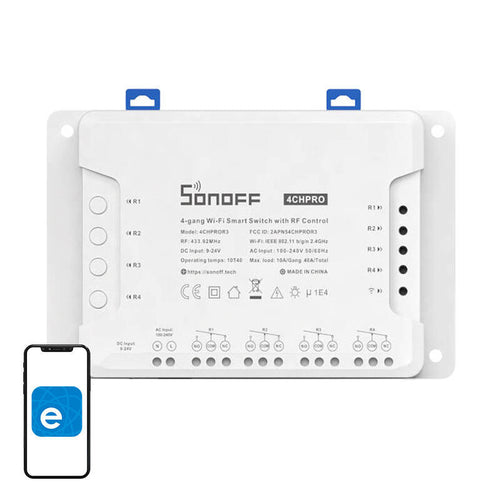 Sonoff 4CHPROR3 - Interrupteur WiFi et RF 4 canaux (vue 1)
