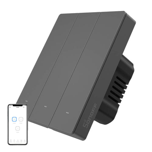 Sonoff M5-3C-80 - Interrupteur mural WiFi 3 canaux (graphite) (vue 1)