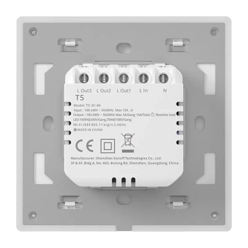 Sonoff TX T5 4C - Interrupteur tactile WiFi 4 canaux (vue 3)