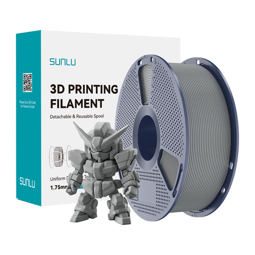 SUNLU PLA+ 2.0 - Filament 3D renforcé 1,75 mm 1 kg (gris) : bobine