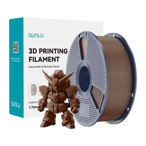 SUNLU PLA+ 2.0 - Filament 3D renforcé 1,75 mm 1 kg (marron café) : bobine