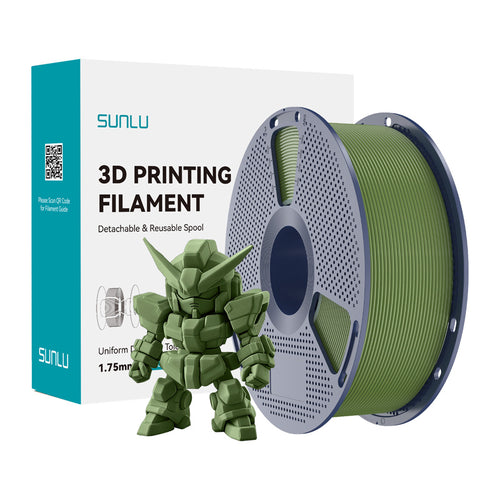 SUNLU PLA+ 2.0 - Filament 3D renforcé 1,75 mm 1 kg (olive) : bobine