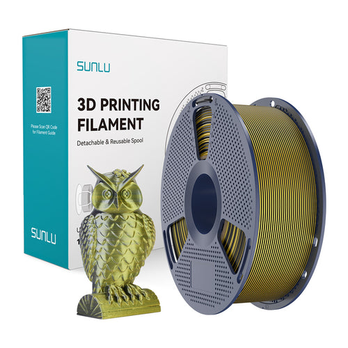 SUNLU PLA+ Silk Dual Color - Filament 3D bicolore 1,75 mm 1 kg (noir et or) : bobine