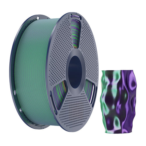 SUNLU PLA+ Silk Dual Color - Filament 3D bicolore 1,75 mm 1 kg (vert et violet) : impression