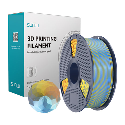 SUNLU PLA+ Silk Forth-Color - Filament 3D quadricolore 1,75 mm 1 kg (bleu-violet-orange-jaune) - visuel 1