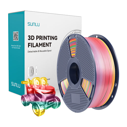 SUNLU PLA+ Silk Rainbow - Filament 3D arc-en-ciel soyeux 1,75 mm 1 kg (dégradé 01) : bobine