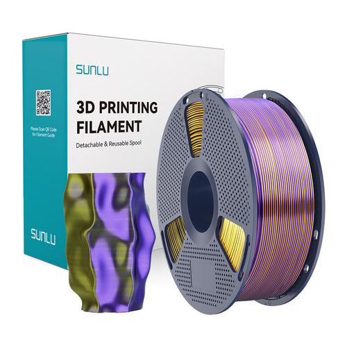 SUNLU PLA+ Silk Tri-Color - Filament 3D tricolore 1,75 mm 1 kg (noir-or-violet) - visuel 1