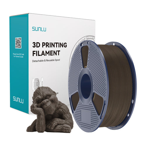 SUNLU Wood - Filament 3D effet bois 15 % bois véritable 1,75 mm 1 kg (noyer) : bobine