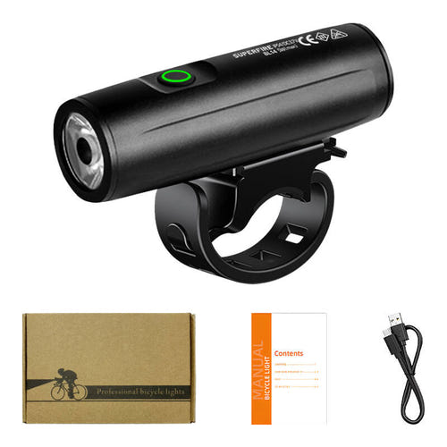 Superfire BL14 - éclairage vélo avant 400 lumens, 3 modes, noir : phare vélo aluminium vue de côté