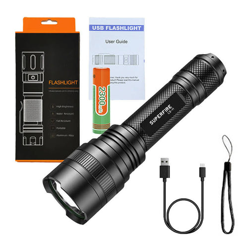 Superfire C8-H - Lampe torche 1200 lm USB-C, portée 250 m : détail