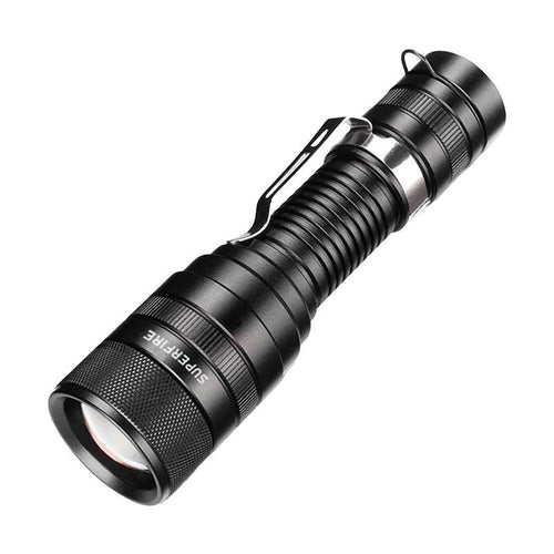 Superfire F5 - Lampe torche 1100 lm à focale réglable, portée 236 m : noire