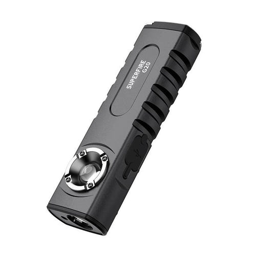 Superfire G20 - Lampe torche 470 lm avec laser rouge et batterie de secours : noire