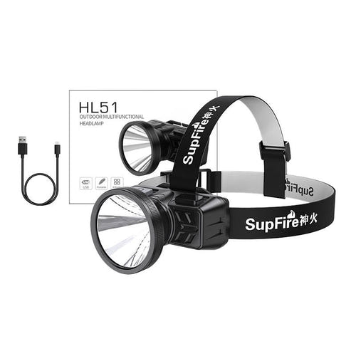 Superfire HL51 - Lampe frontale rechargeable 160 lm, portée 300 m : grand réflecteur