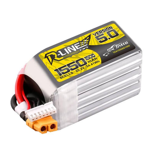 Tattu R-Line 5.0 - Batterie LiPo 6S 1550 mAh 150C XT60 : compétition étiquette 150C