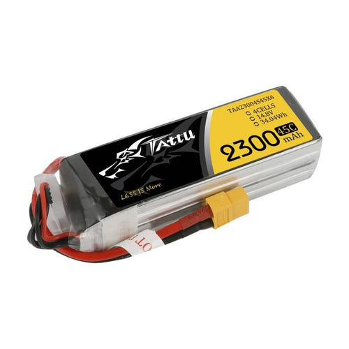 Tattu 2300 mAh 14,8 V 75C 4S1P - Batterie LiPo à prise XT60 : 2 300 mAh quatre éléments