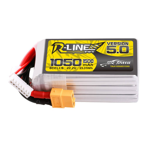 Tattu R-Line 5.0 - Batterie LiPo 1050 mAh 22,2 V 6S 150C XT60 : 1 050 mAh 6S batterie LiPo
