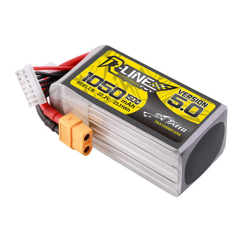Tattu R-Line 5.0 - Batterie LiPo 1050 mAh 22,2 V 6S 150C XT60 : 1 050 mAh 6S étiquette 150C