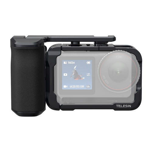 Telesin S6-FMS-36-TDJ - Boîtier aluminium avec poignée pour DJI Osmo Action 6 : corps aluminium CNC noir
