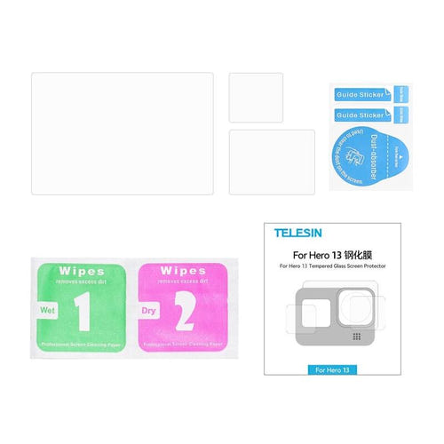 Telesin S6-FLM-07-TGP - Verres trempés 3 en 1 pour GoPro Hero 13 Black : kit trois verres découpes