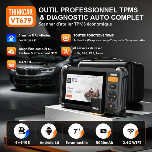 THINKCAR VT679 avec 4 capteurs VENU 5 - diagnostic tous systèmes et programmation TPMS - visuel 3