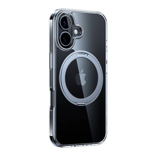 Torras Ostand Pro - Coque iPhone 16 avec anneau béquille, transparente : dos transparent coque Ostand Pro