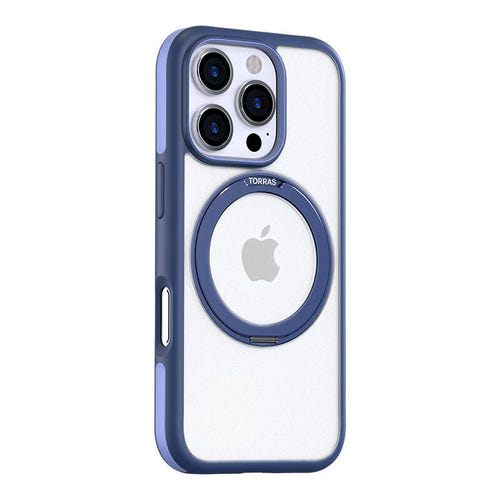 Torras Ostand R Fusion - Coque iPhone 16 Pro anneau MagSafe, bleue : bleu