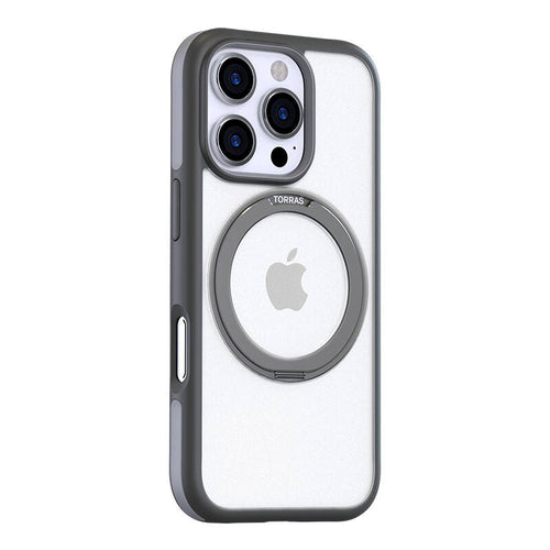Torras Ostand R Fusion - Coque iPhone 16 Pro anneau MagSafe, grise - visuel 1