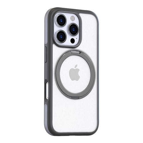 Torras Ostand R Fusion - Coque iPhone 16 Pro anneau MagSafe, grise : gris