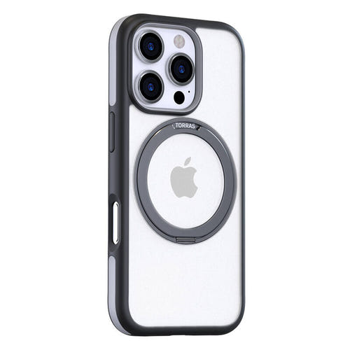 Torras Ostand R Fusion - Coque iPhone 16 Pro Max anneau MagSafe, noire : aimants support voiture