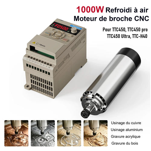 TwoTrees Broche CNC 1000 W refroidie par air, pince ER11, pour TTC6050 et TTC-H40 : 1 000 W air er11 ttc6050