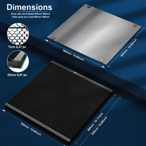 TwoTrees Plateau nid d'abeille 400 x 400 mm - table de découpe laser CO2 assemblable : treillis aluminium