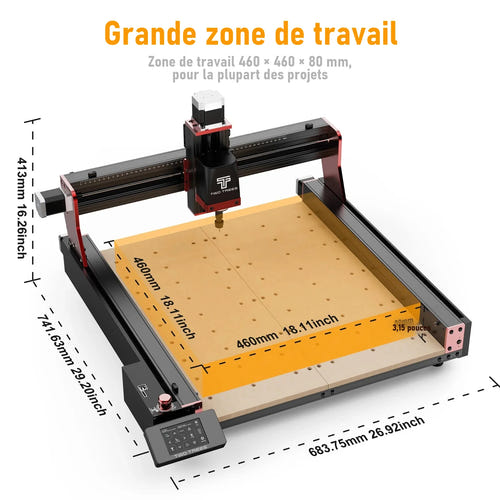 TwoTrees TTC450 Pro - fraiseuse CNC 460 x 460 x 80 mm avec écran tactile - visuel 3