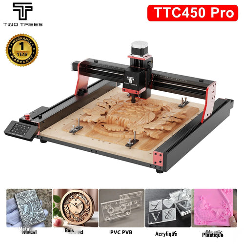TwoTrees TTC450 Pro - fraiseuse CNC 460 x 460 x 80 mm avec écran tactile : vue face