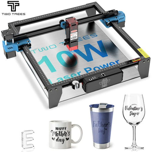 TwoTrees TTS-10 Pro - graveur laser diode bleue 445 nm, inox et bois : 445 nm inox