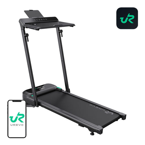 UREVO FoldiMix 5L - Tapis de course pliable avec pupitre réglable sur 8 hauteurs, noir