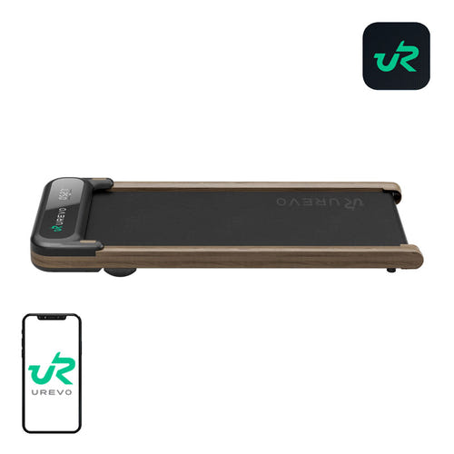 UREVO Spacewalk E4W - Tapis de course plat à finition effet bois, 12 cm, noir