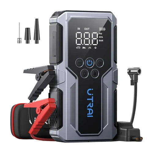 Utrai JS9 - Démarreur de batterie 800 A avec gonfleur et écran 2 pouces : pinces à témoin