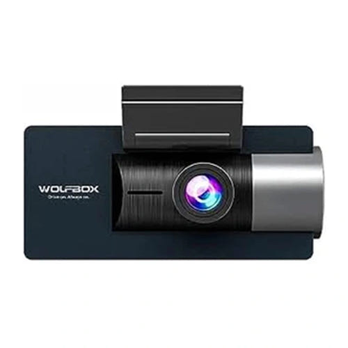 WOLFBOX i17 - Caméra embarquée 3 objectifs 4K avant, 2,5K arrière et habitacle, Wi-Fi 5 GHz, GPS : fond sombre