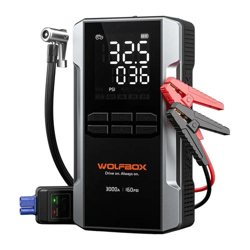 WOLFBOX MegaVolt 16 Air - booster de batterie 3000 A avec compresseur 160 PSI, 16 000 mAh, powerbank 65 W - visuel 1
