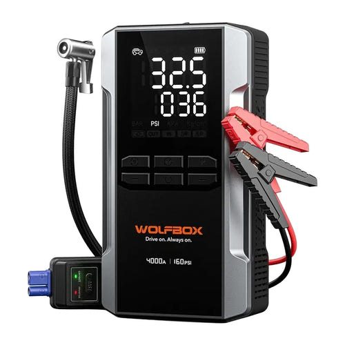 WOLFBOX MegaVolt 24 Air - booster de batterie 4000 A avec compresseur 160 PSI, 24 000 mAh, moteurs jusqu'à 10 L - visuel 1