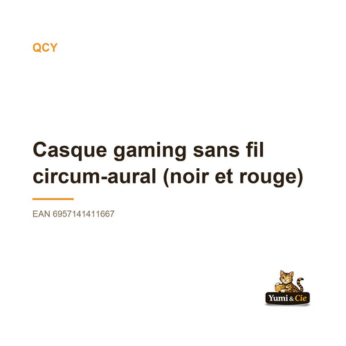 QCY - Casque gaming sans fil circum-aural (noir et rouge)