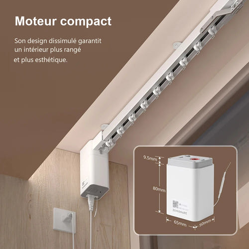 Zemismart MT03 - moteur de rideau Matter over Thread avec rail raccordable de 6 m : antenne externe
