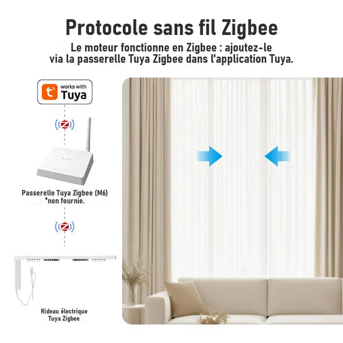 Zemismart Rail de rideau motorisé Zigbee 3.0 - 5,1 m, compatible Tuya, Alexa et Google Home - visuel 2