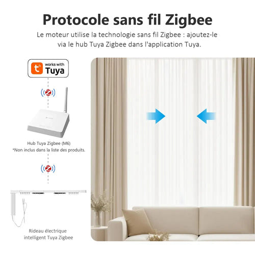 Zemismart ZM87 - rail de rideau électrique Zigbee 3.0, compatible Tuya, Alexa et Google Home : vue face