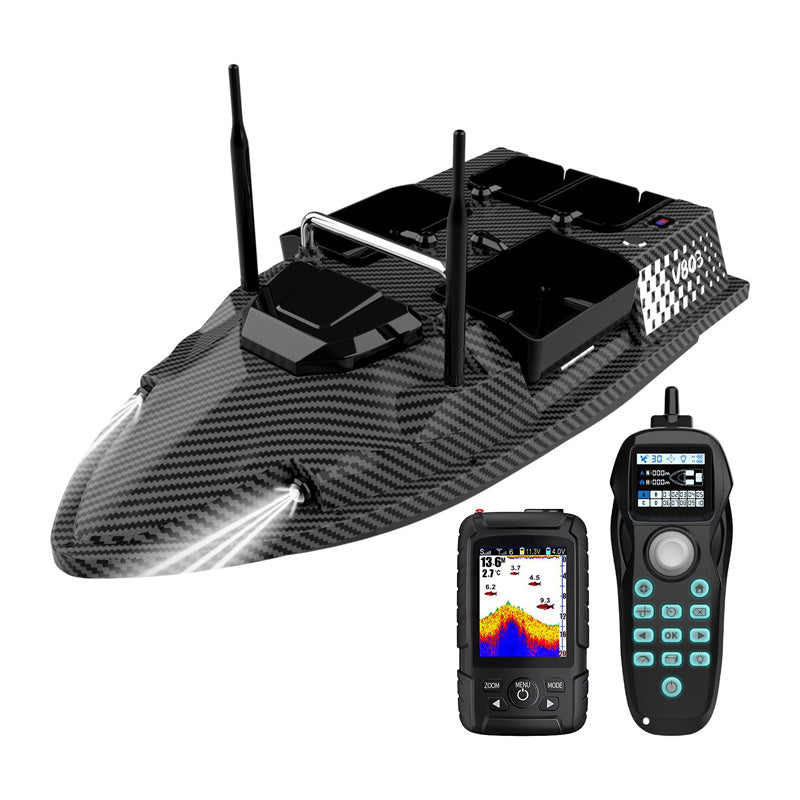Bateau amorceur Flytec V803-Pro à quatre trémies avec GPS et sondeur intégré