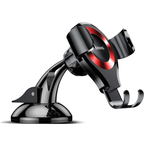 Baseus Osculum - Support smartphone gravitationnel pour voiture (noir et rouge) : fixation par ventouse sur le vitrage