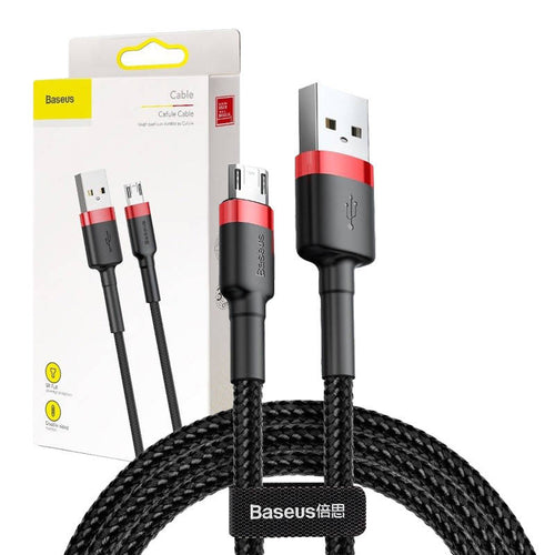 Baseus Cafule - Câble USB-A vers micro USB 2 A, 3 m (noir et rouge) : câble Baseus Cafule micro USB noir et rouge
