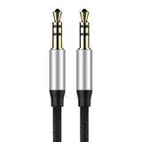 Baseus Yiven M30 - Câble audio jack 3,5 mm mâle-mâle, 1,5 m (noir et argent) : détail des fiches jack dorées