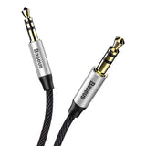Baseus Yiven M30 - Câble audio jack 3,5 mm mâle-mâle, 1,5 m (noir et argent) : gaine textile tressée