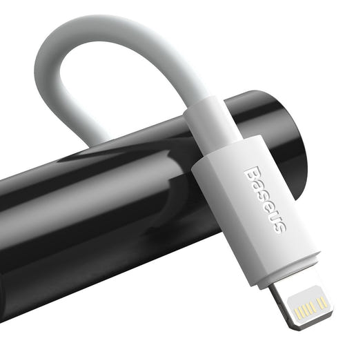 Baseus Simple Wisdom - Lot de 2 câbles USB-C vers Lightning 20 W 1,5 m (blanc) : connecteur Lightning surmoulé du câble